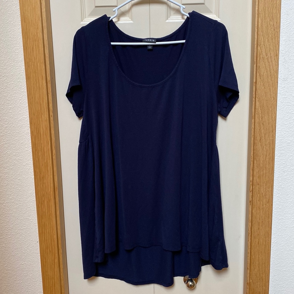 Torrid Navy Blue Hi-Low Swing Tee